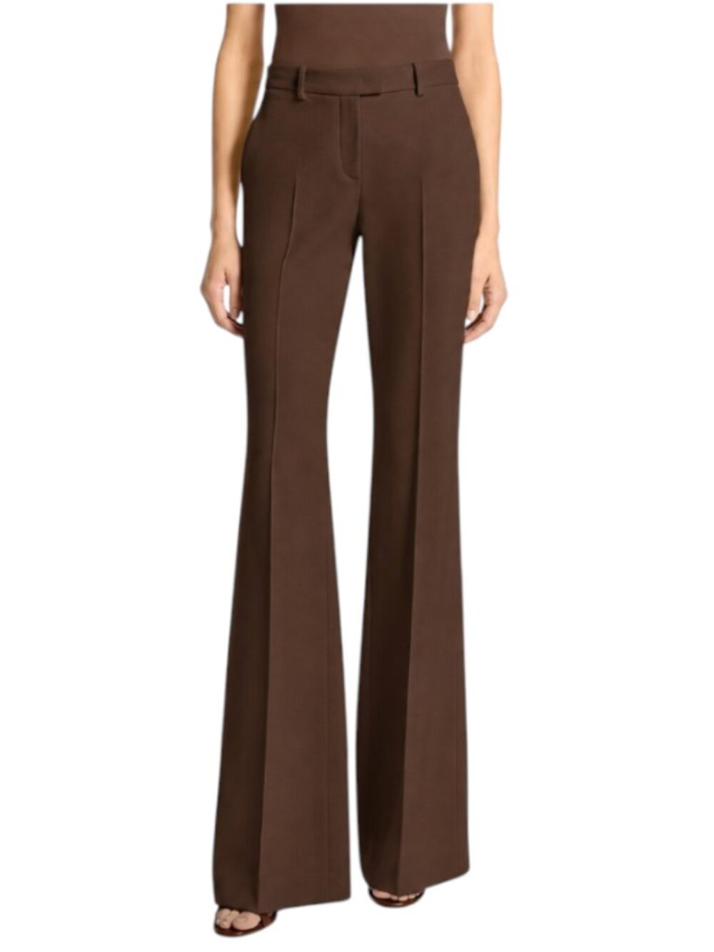 Michael Kors Collection Haylee Flare Trousers Pants Womens 10 Brown Wool Stretch